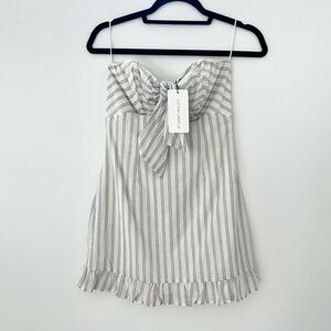 NWT Stripped Linen Sweetheart Strapless Mini Dress